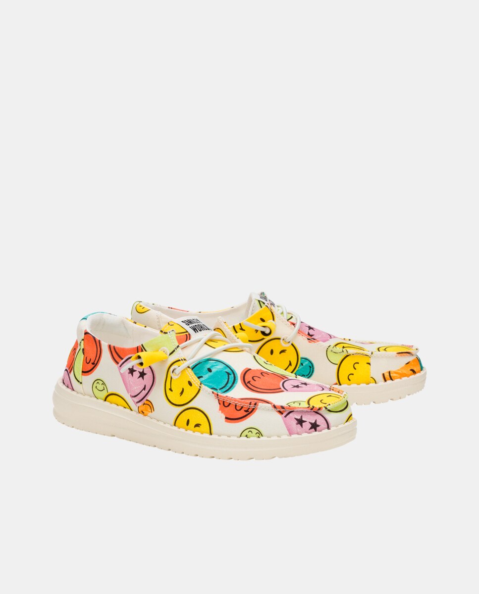 Sapatos de Cordões em Algodão Estampado Branco / Serigrafiado-2