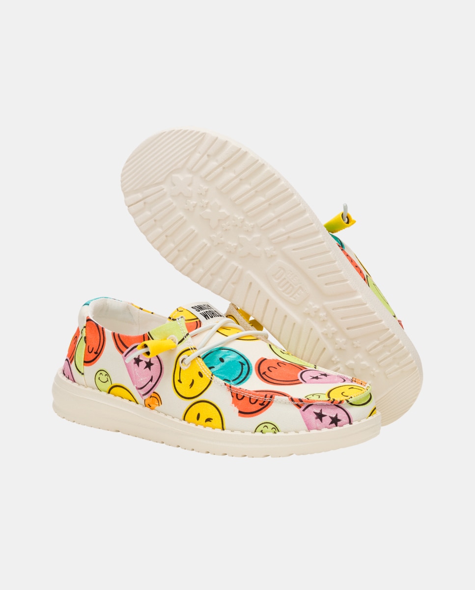 Sapatos de Cordões em Algodão Estampado Branco / Serigrafiado-3