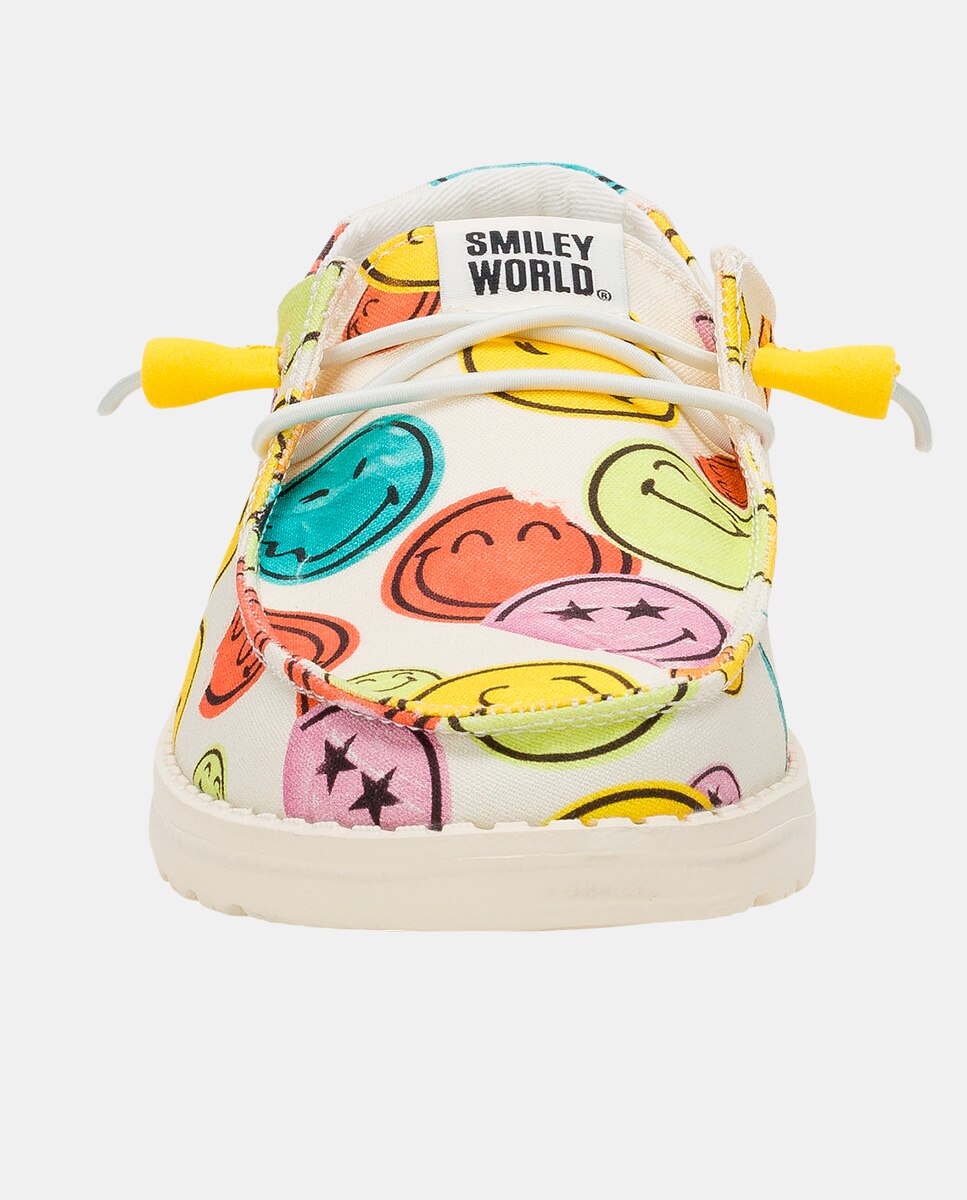 Sapatos de Cordões em Algodão Estampado Branco / Serigrafiado-4