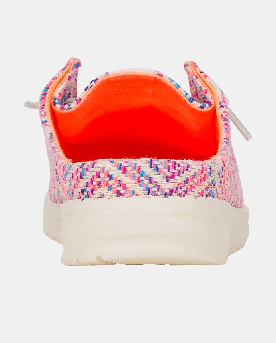 Sapatos de Cordões em Tecido e Bordados Rosa / azul marinho-5