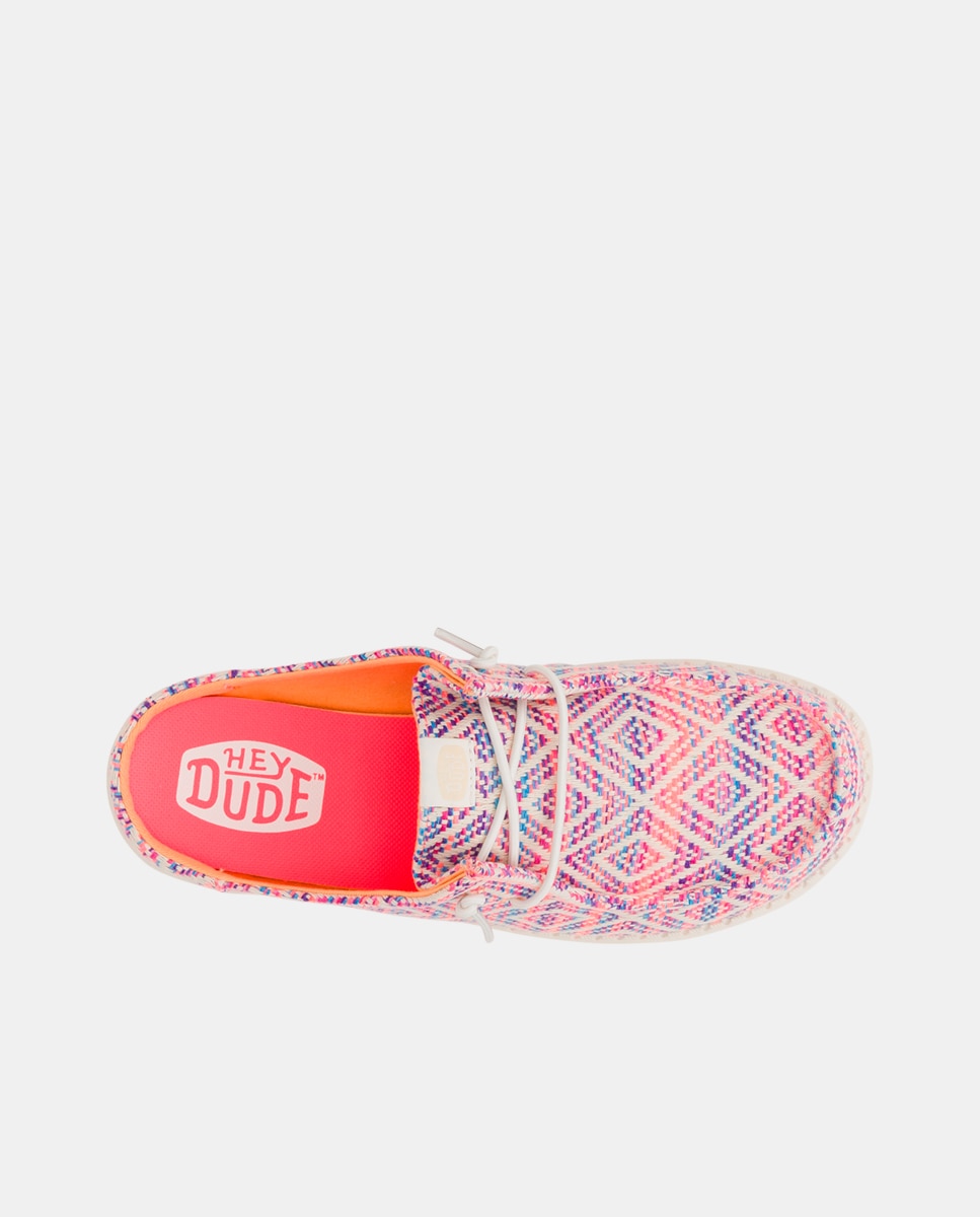 Sapatos de Cordões em Tecido e Bordados Rosa / azul marinho-6