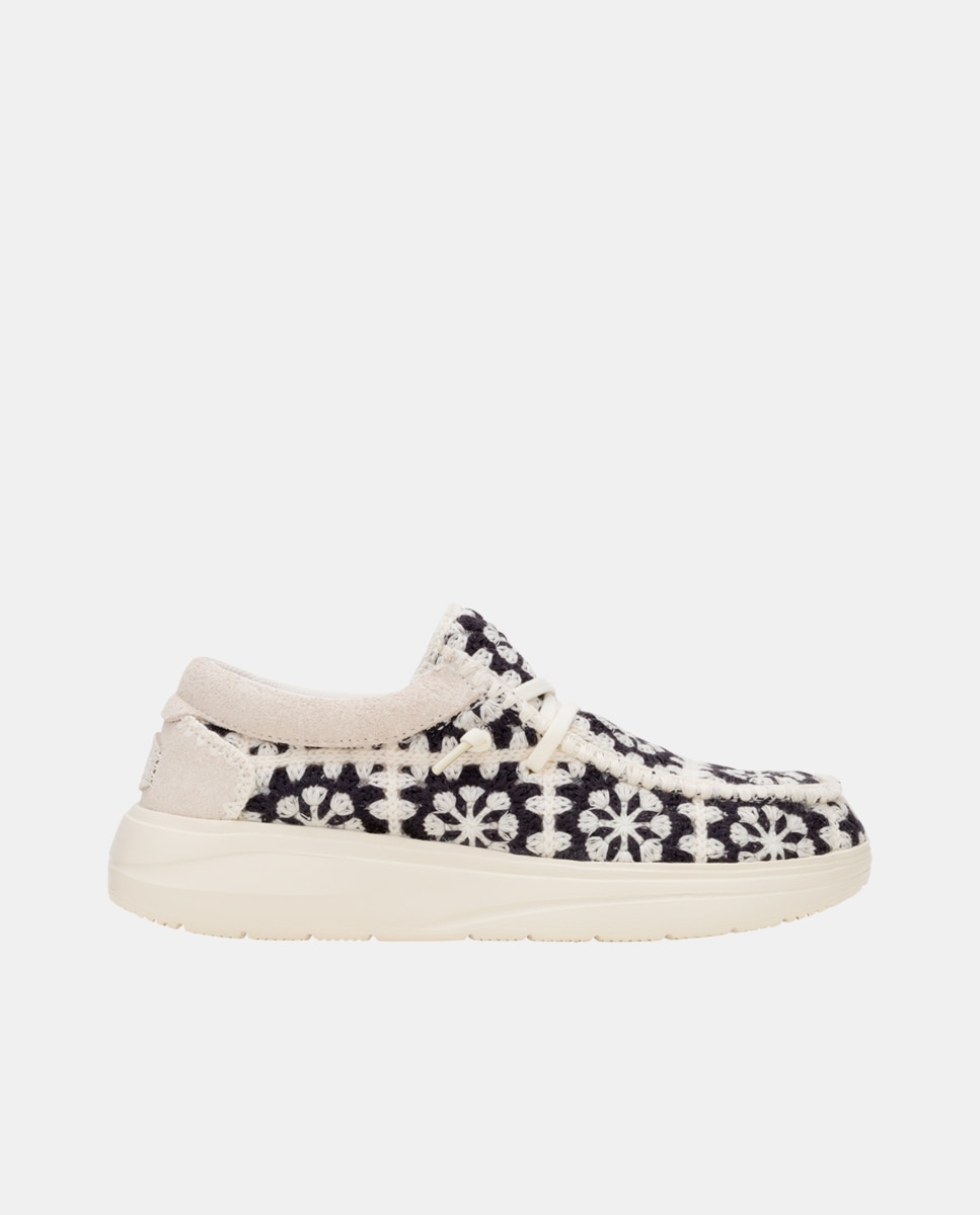 Sapatos de Cordões em Crochet e Camurça Bege-1