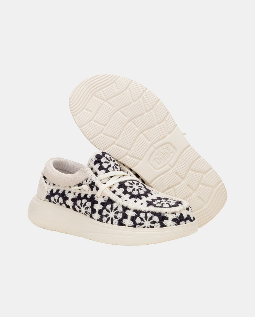 Sapatos de Cordões em Crochet e Camurça Bege-3