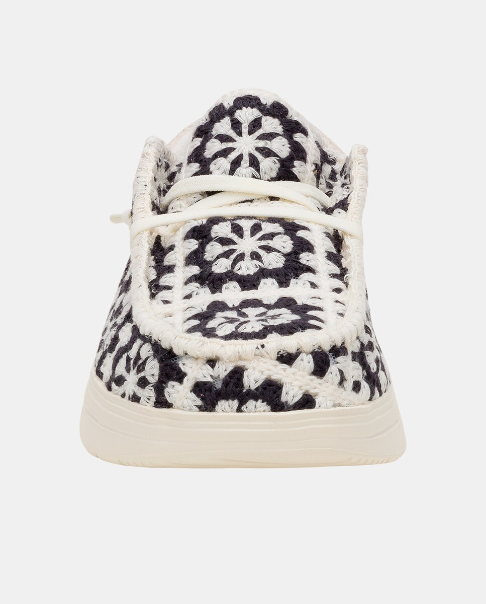 Sapatos de Cordões em Crochet e Camurça Bege-4