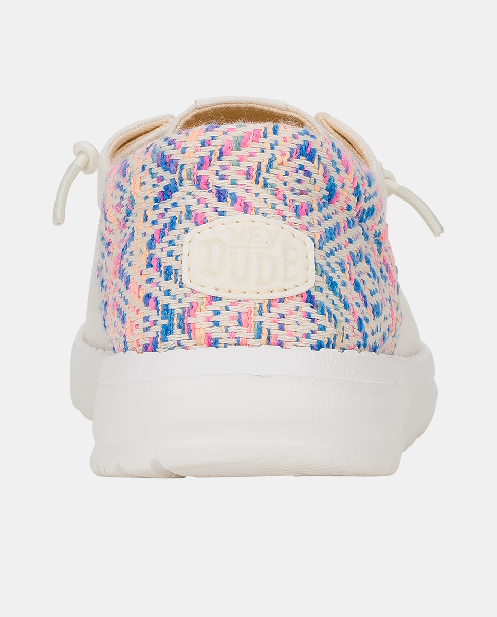 Sapato de Cordões em Tecido e Detalhes Bordados Bege-5