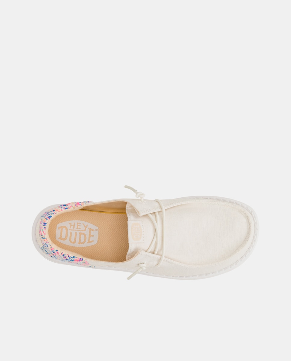 Sapato de Cordões em Tecido e Detalhes Bordados Bege-6