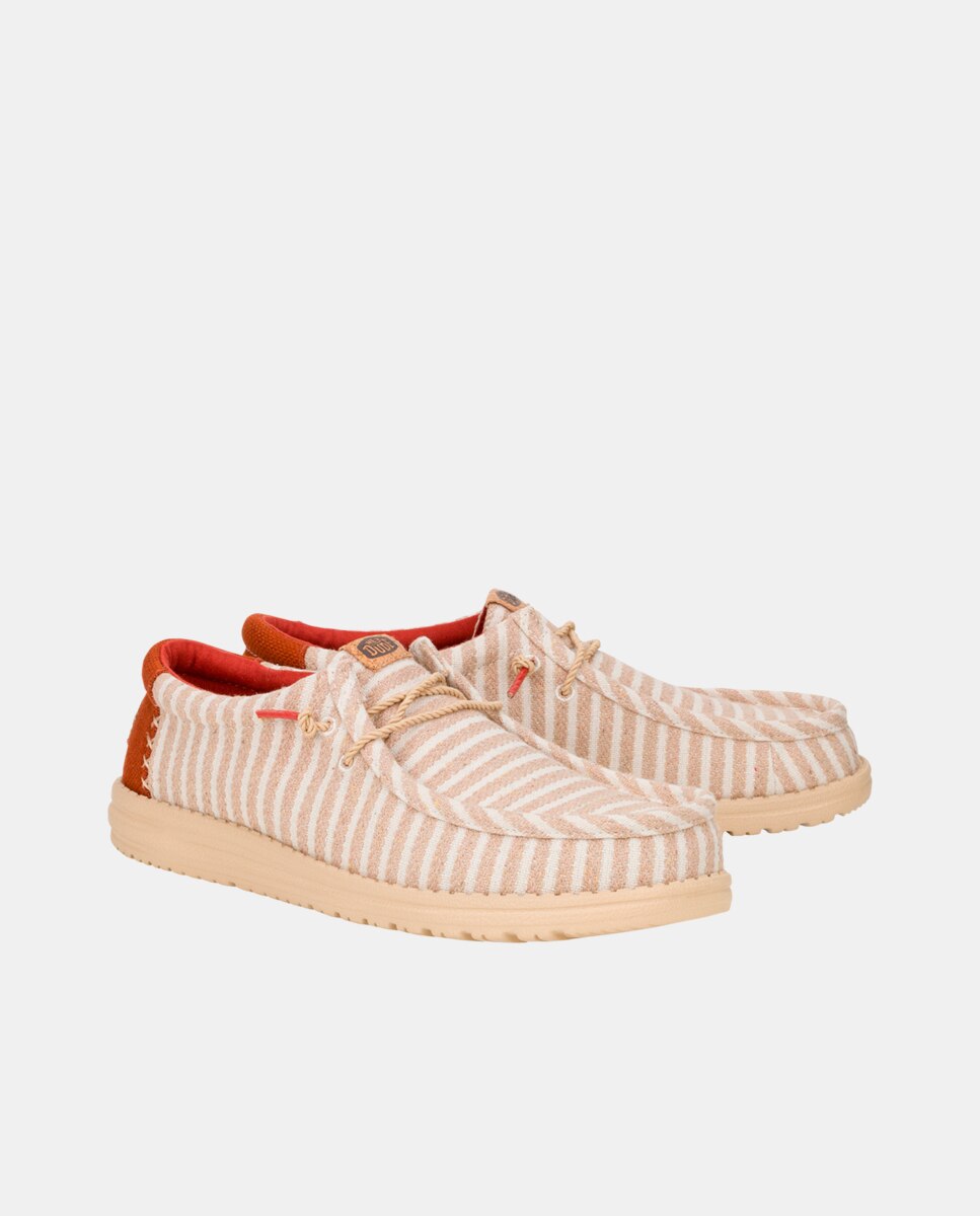 Sapatos de Cordões em Tecido com Estampado Às Riscas Azul / Branco-2
