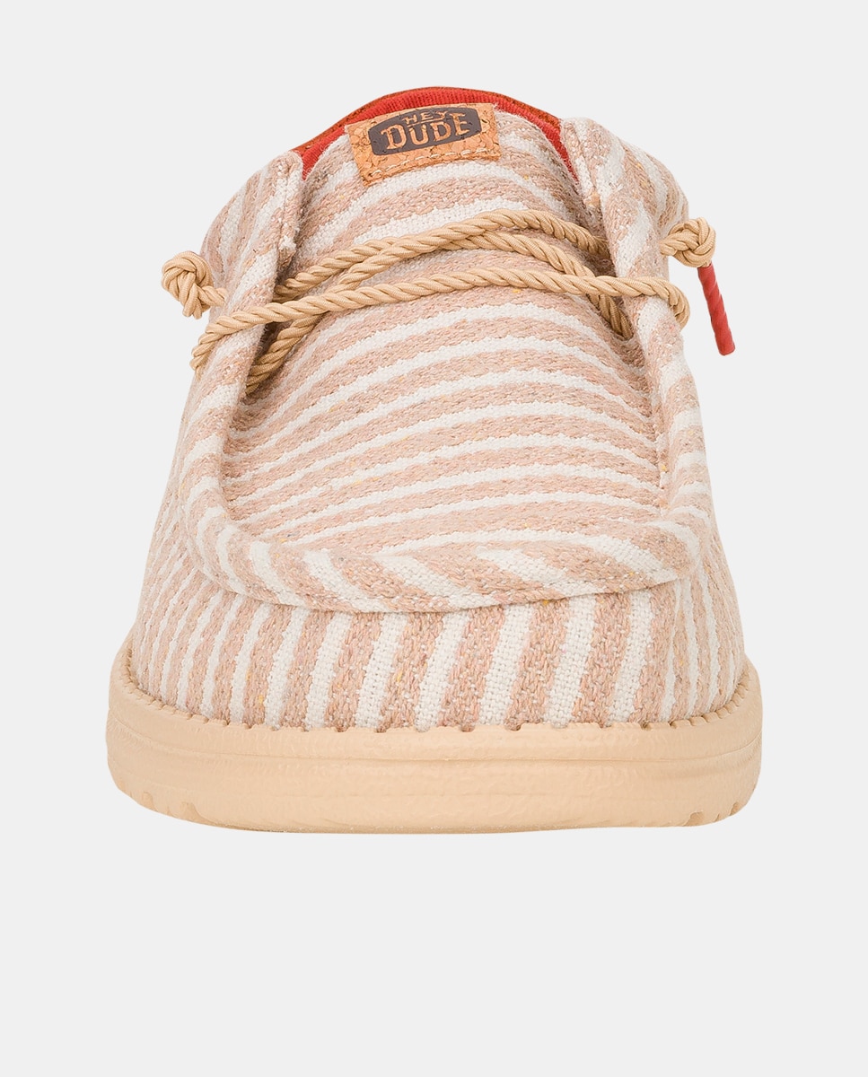 Sapatos de Cordões em Tecido com Estampado Às Riscas Azul / Branco-4