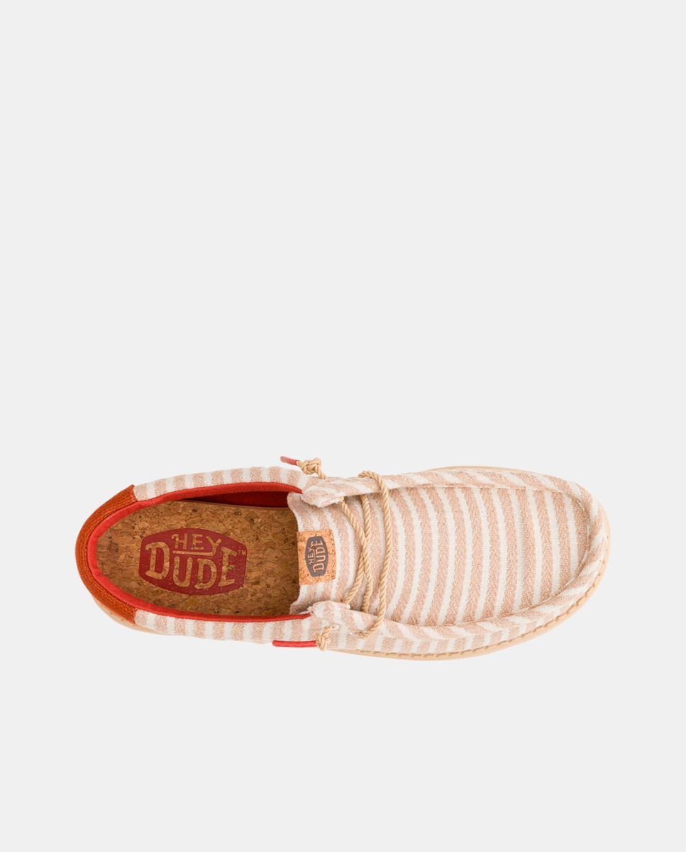 Sapatos de Cordões em Tecido com Estampado Às Riscas Azul / Branco-6