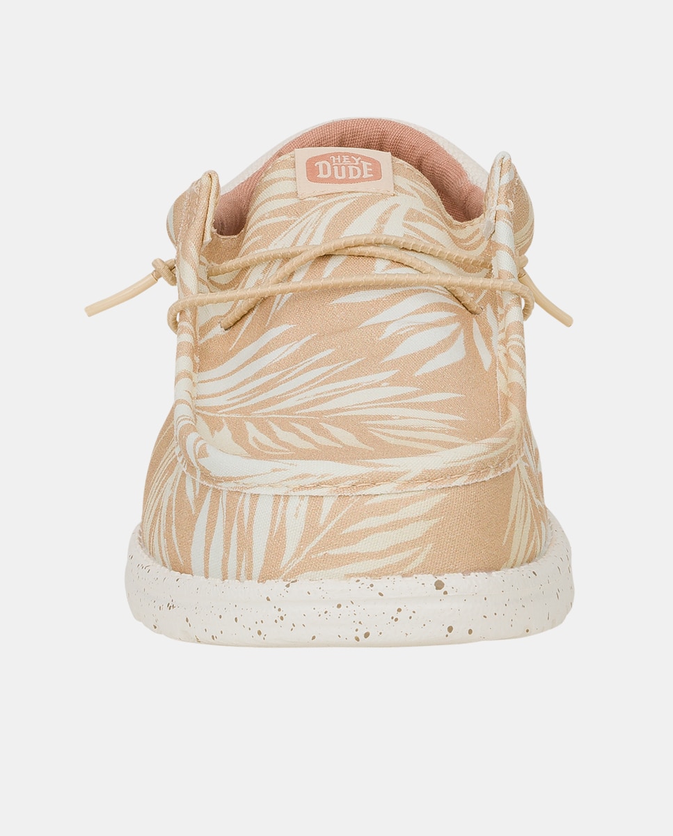 Sapatos de Cordões em Tecido e Estampado Tropical Bege / Branco-4