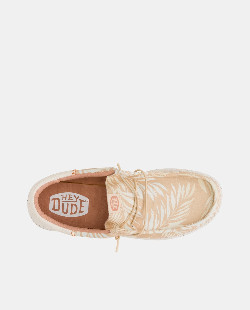 Sapatos de Cordões em Tecido e Estampado Tropical Bege / Branco-6