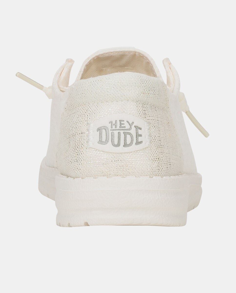 Sapatos de Cordões em Algodão com Ilhós Branco-5
