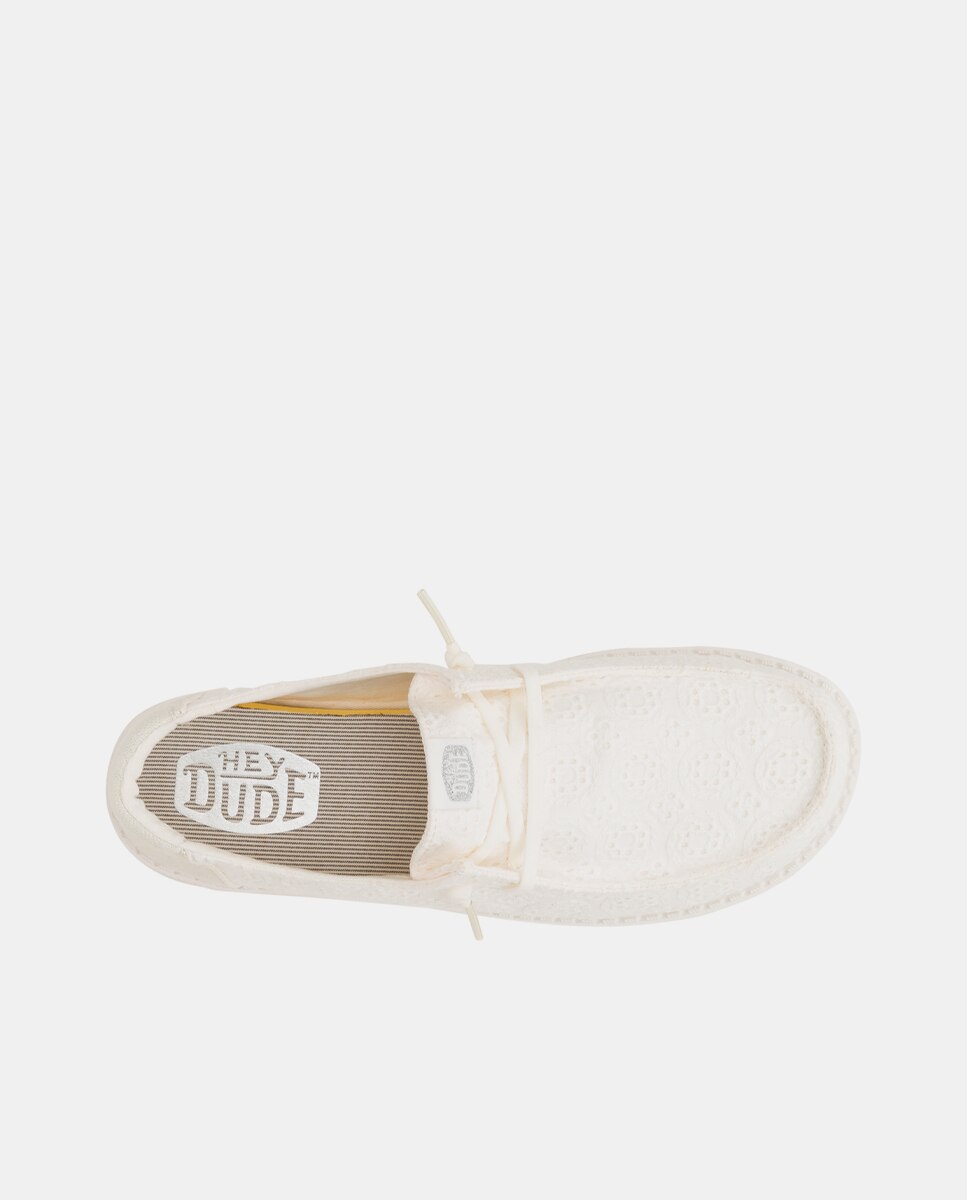 Sapatos de Cordões em Algodão com Ilhós Branco-6