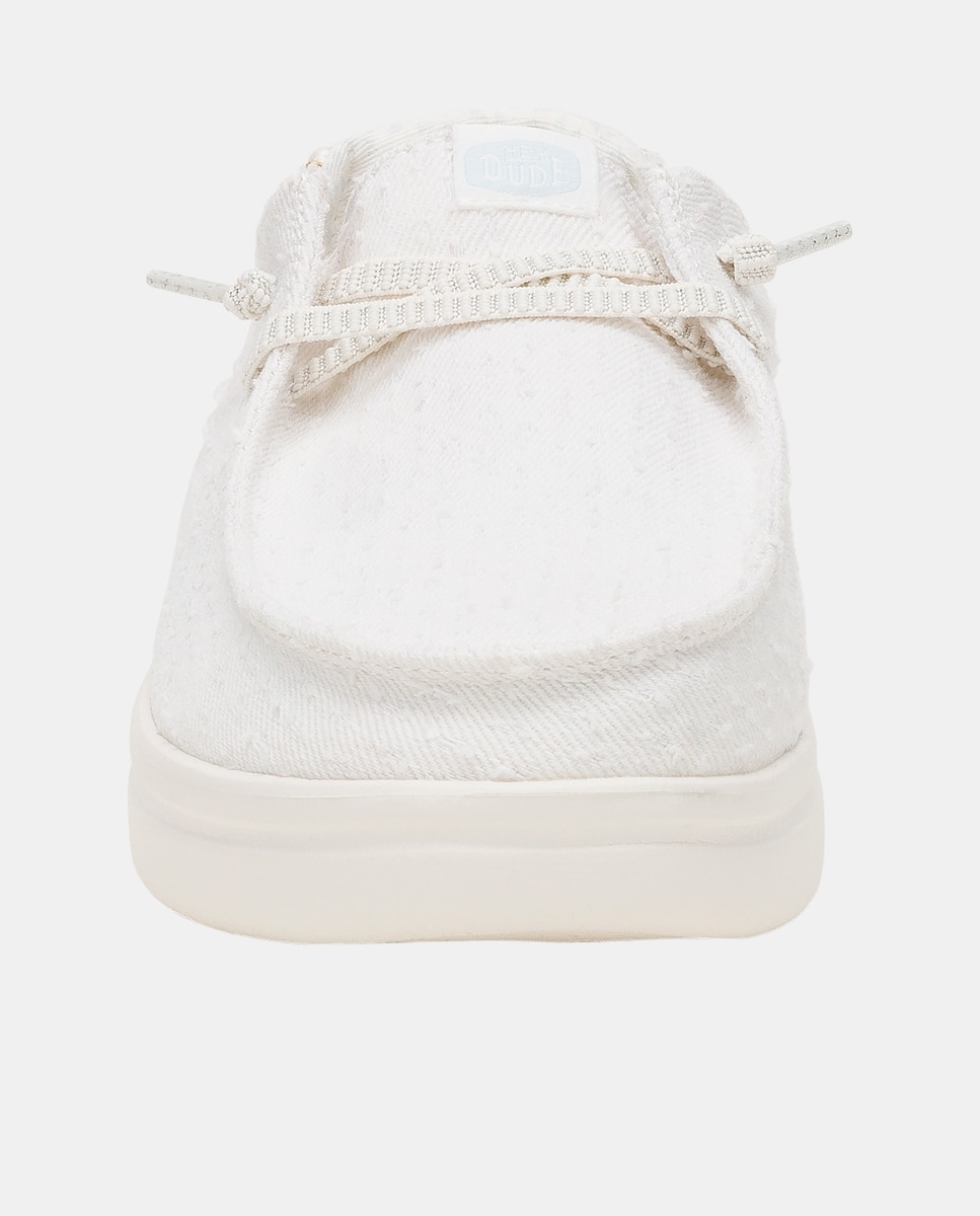 Sapato de Cordões em Algodão e Detalhes Bordados Branco-4