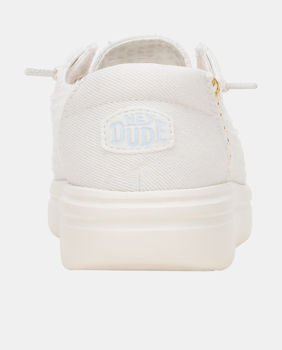 Sapato de Cordões em Algodão e Detalhes Bordados Branco-5