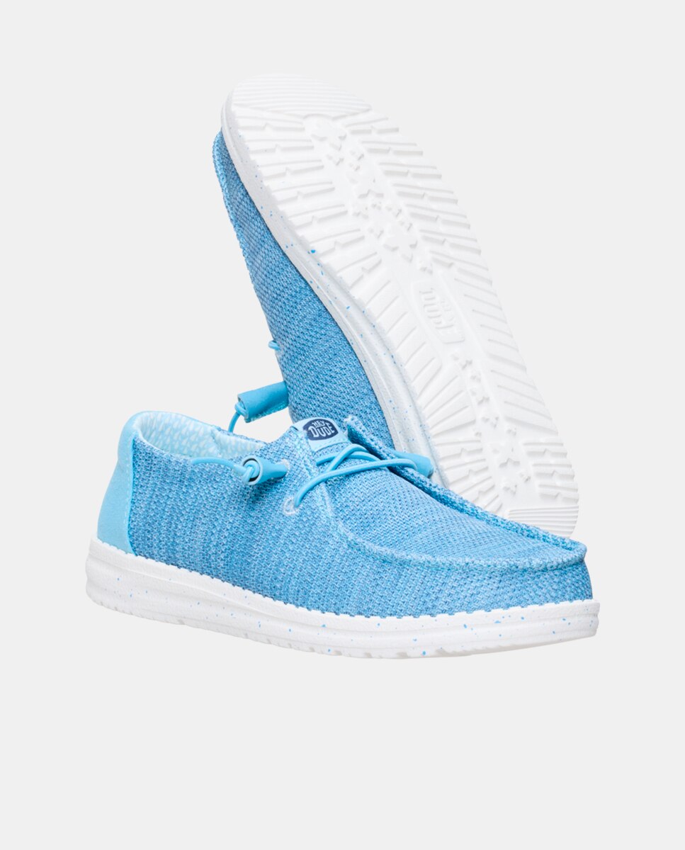 Sapatos de Cordões em Malha Elástica Azul-3