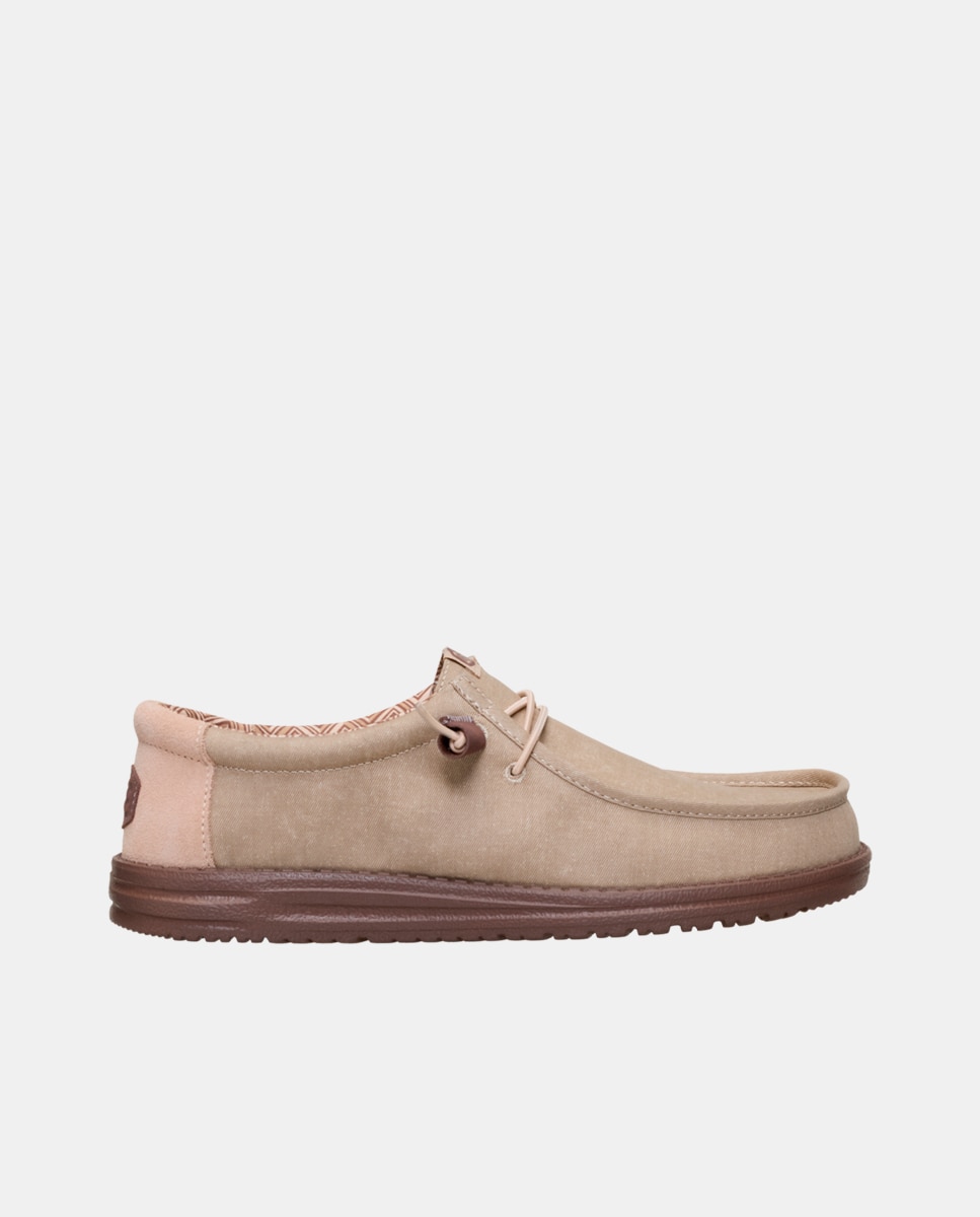 Sapatos de Cordões em Lona Castanho-claro-1