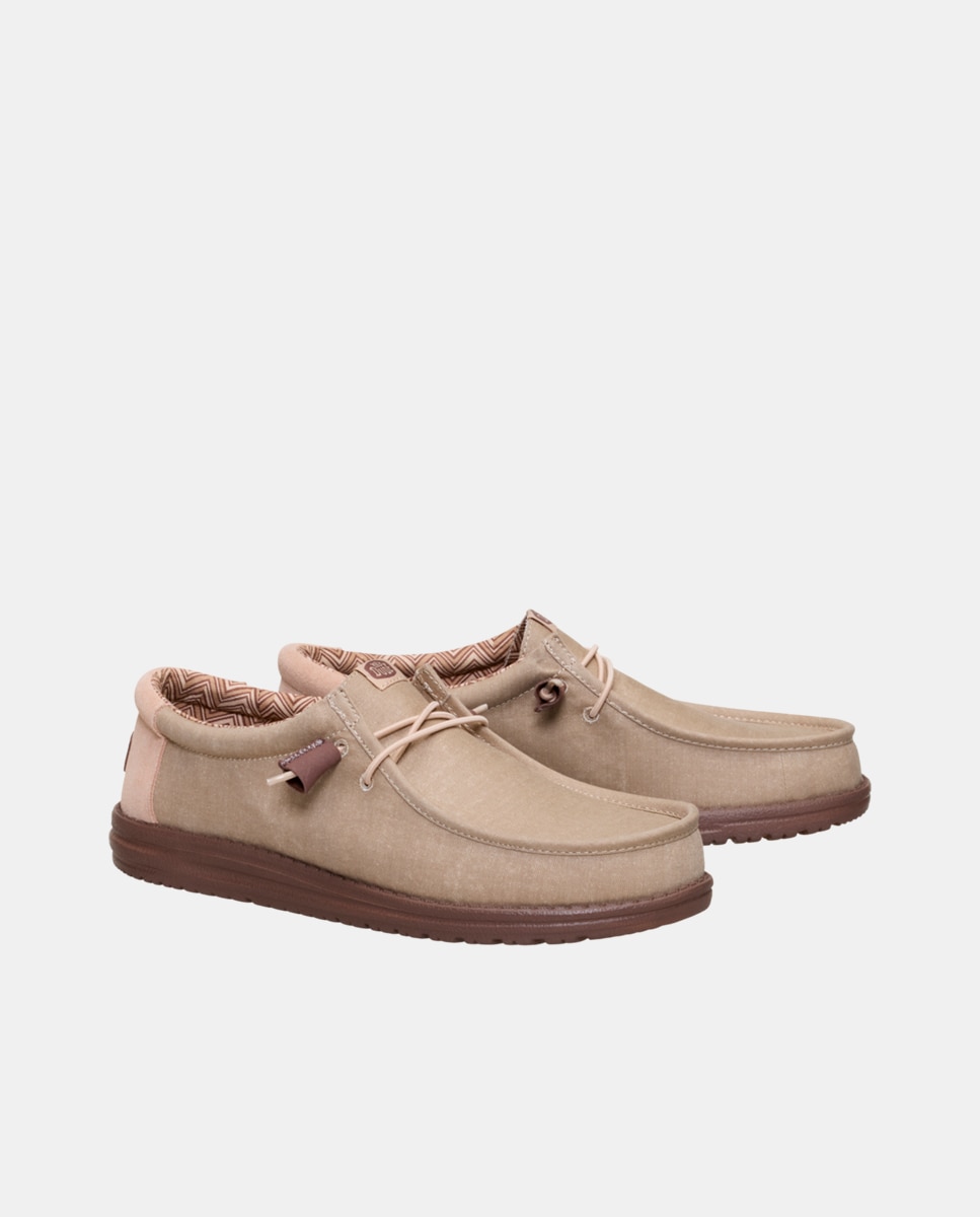 Sapatos de Cordões em Lona Castanho-claro-2