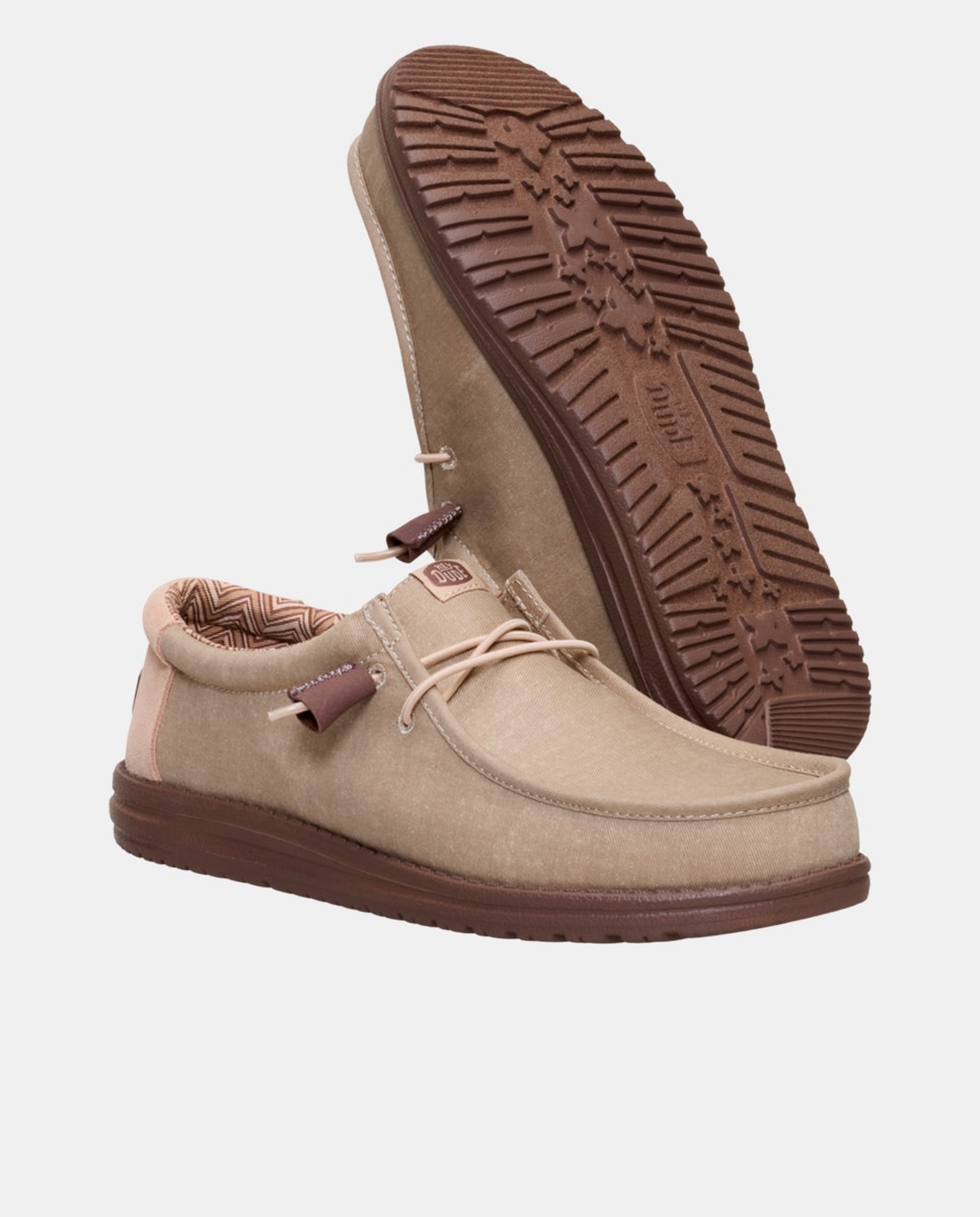 Sapatos de Cordões em Lona Castanho-claro-3