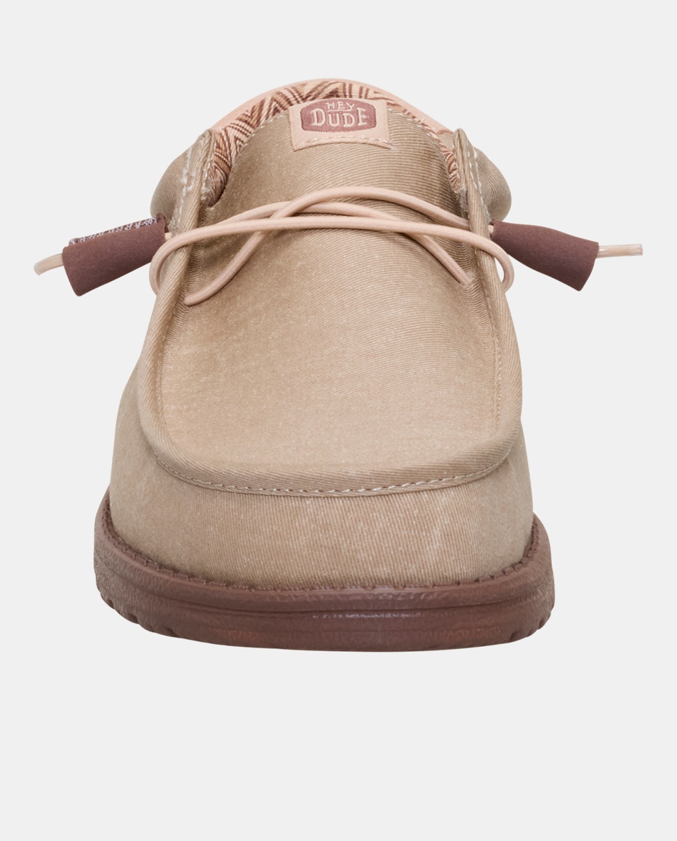 Sapatos de Cordões em Lona Castanho-claro-4
