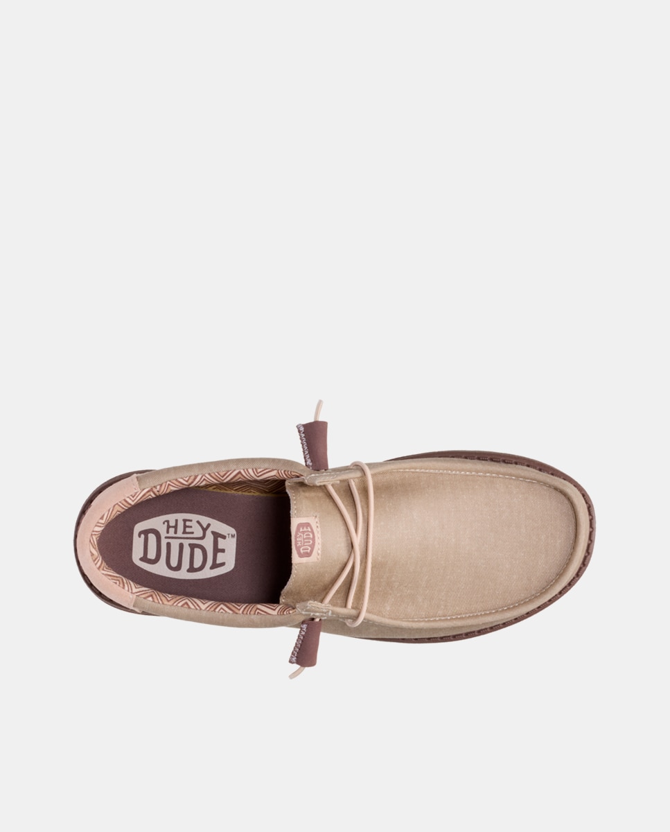 Sapatos de Cordões em Lona Castanho-claro-6