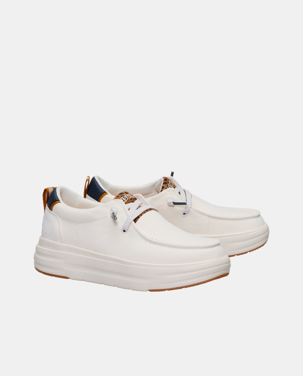 Sapatos de Cordões em Tecido Branco-2