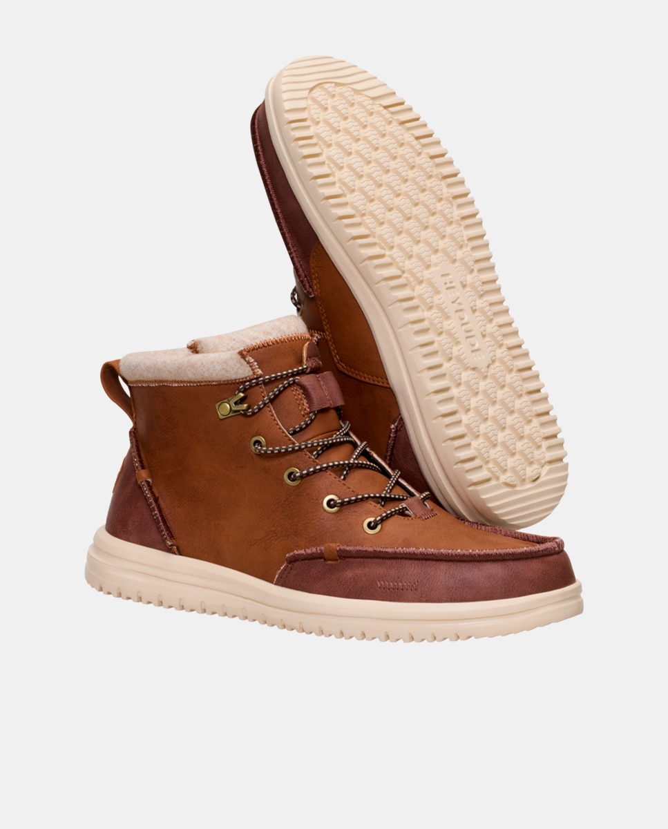 Botins de Cordões com Forro Interior Castanho-claro-3