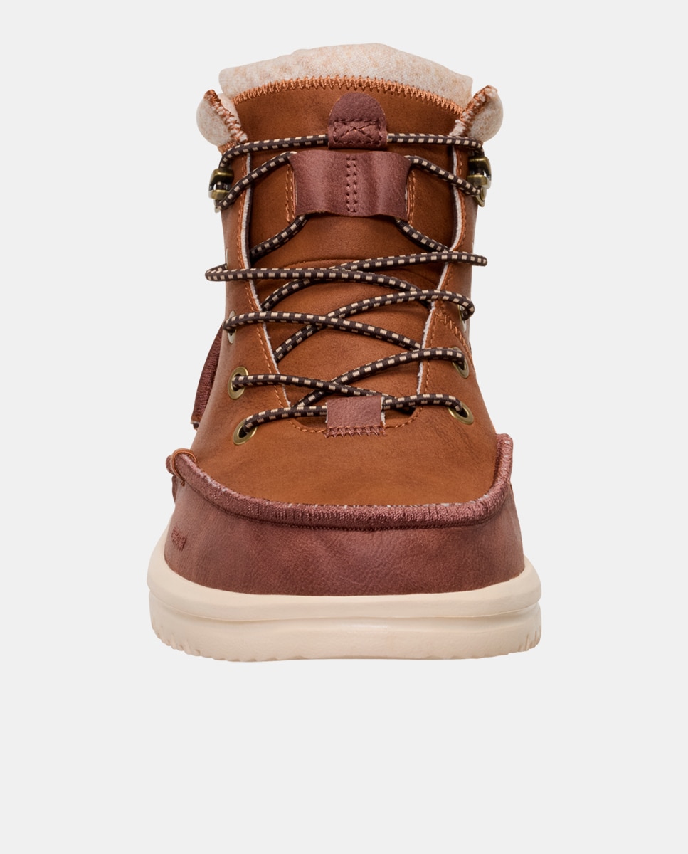 Botins de Cordões com Forro Interior Castanho-claro-4