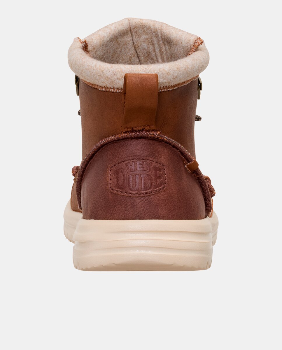 Botins de Cordões com Forro Interior Castanho-claro-5