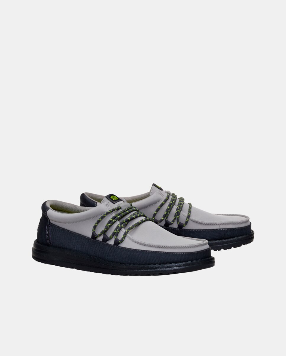 Sapatos com Atacadores em Nylon Cinzento / Azul-2