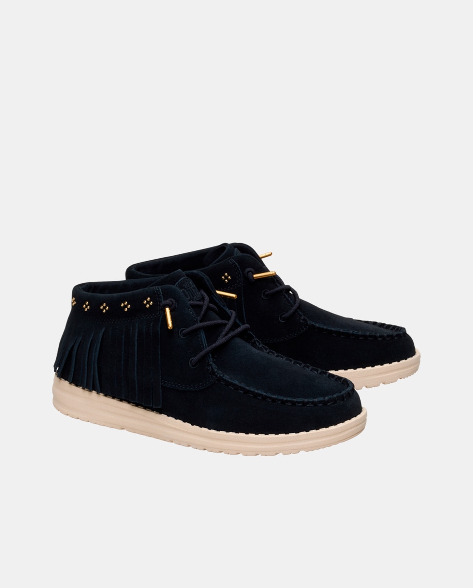 Sapatos de Cordões em Camurça com Franjas Preto-2