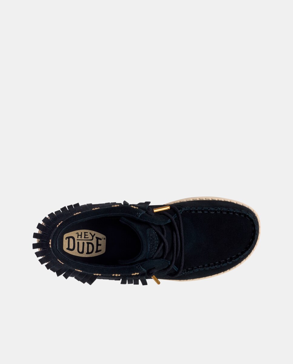 Sapatos de Cordões em Camurça com Franjas Preto-6