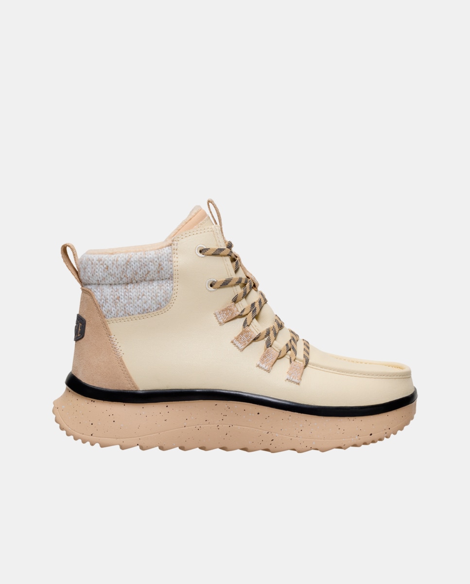 Sapatos de Cordões em Malha e Plataforma Bege-1