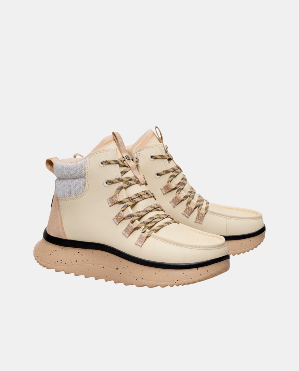Sapatos de Cordões em Malha e Plataforma Bege-2
