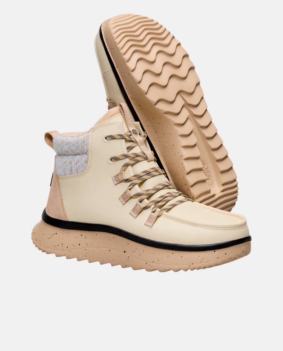 Sapatos de Cordões em Malha e Plataforma Bege-3