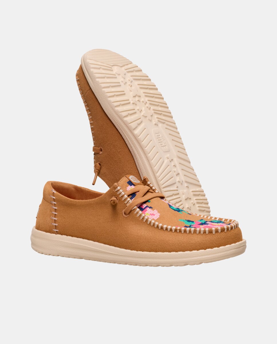 Sapatos de Cordões em Tecido Castanho-3