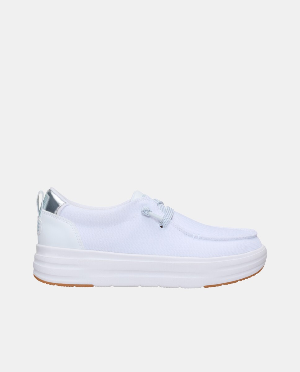 Sapatos de Cordões de Malha Branco-1