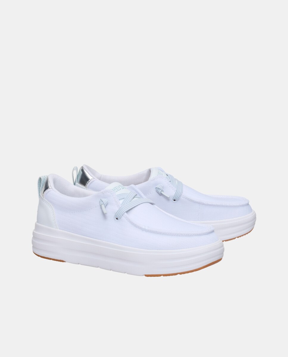 Sapatos de Cordões de Malha Branco-2