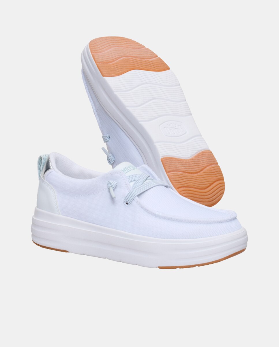 Sapatos de Cordões de Malha Branco-3