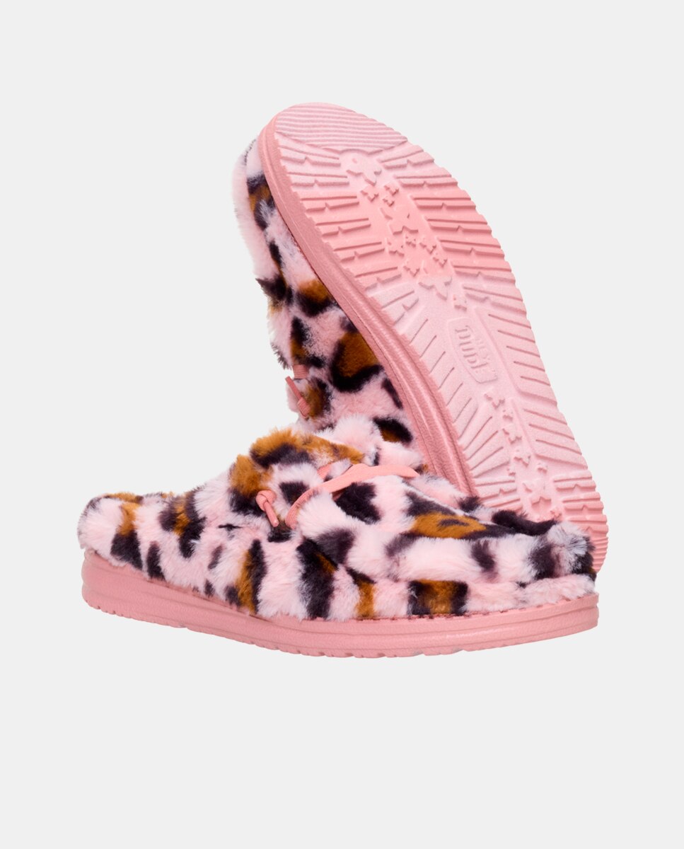 Socas com Forro de Pelo de Ovelha Rosa-3