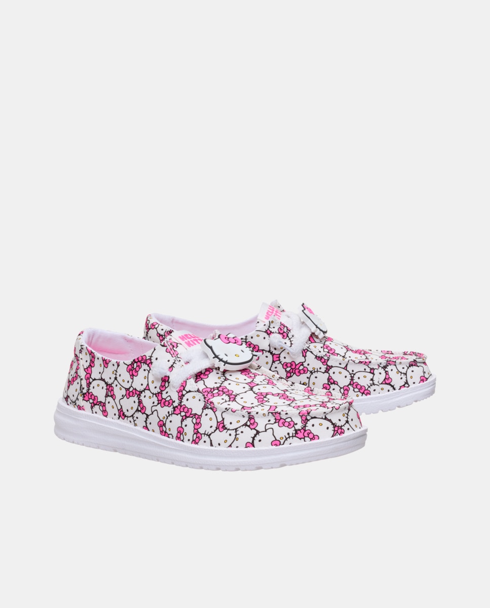 Sapatos de Cordões em Lona Estampados Rosa-2