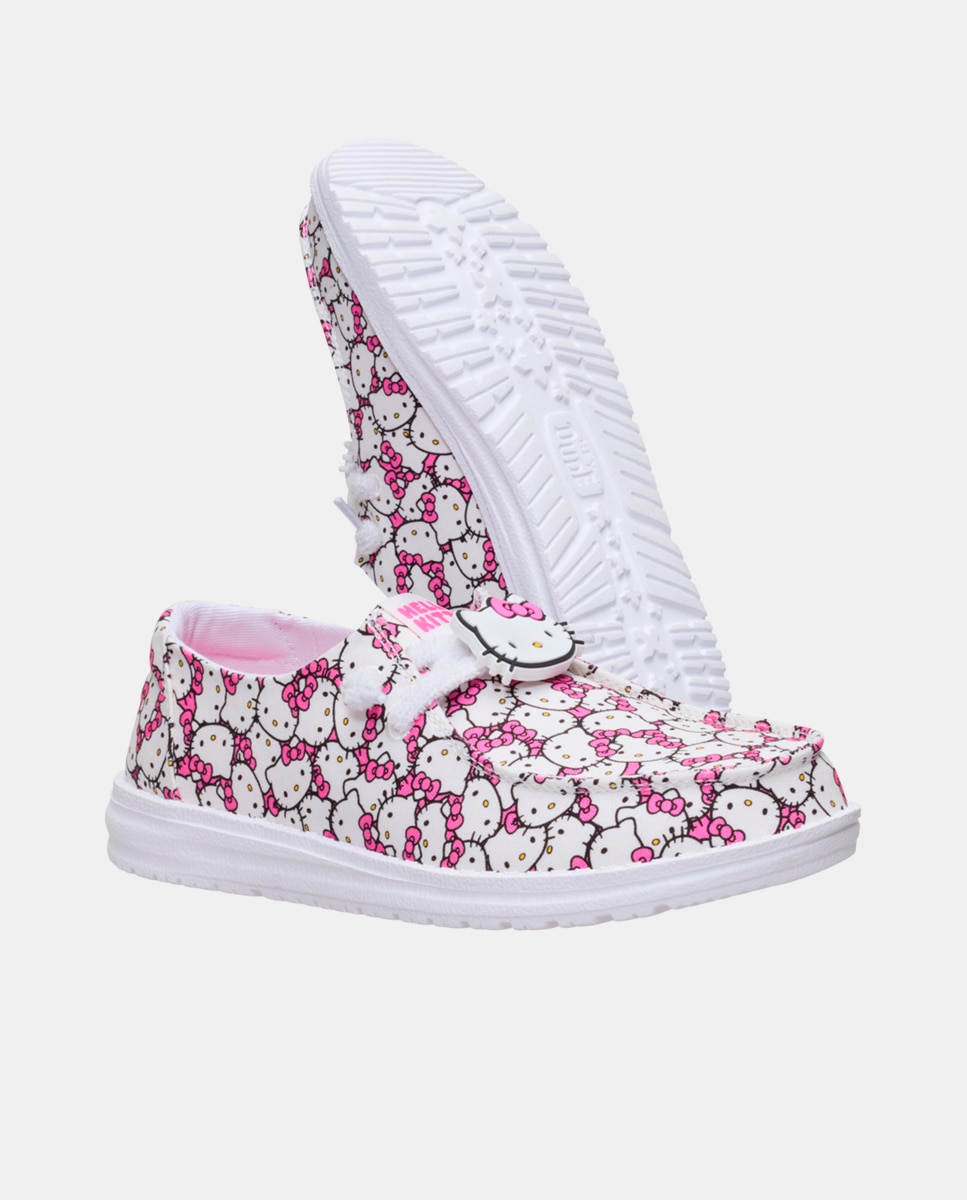 Sapatos de Cordões em Lona Estampados Rosa-3