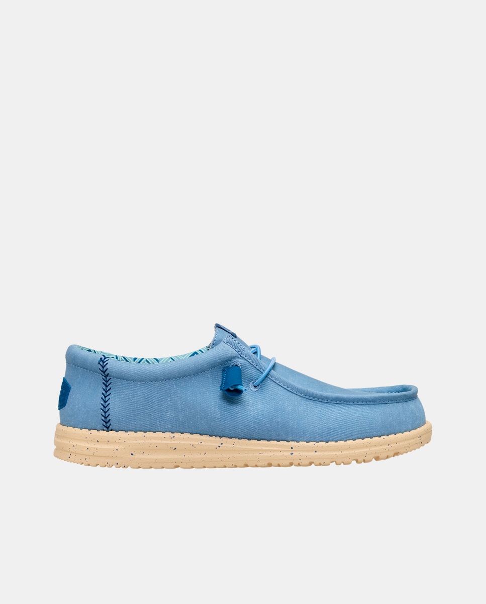 Sapatos de Cordões de Lona Azul-1