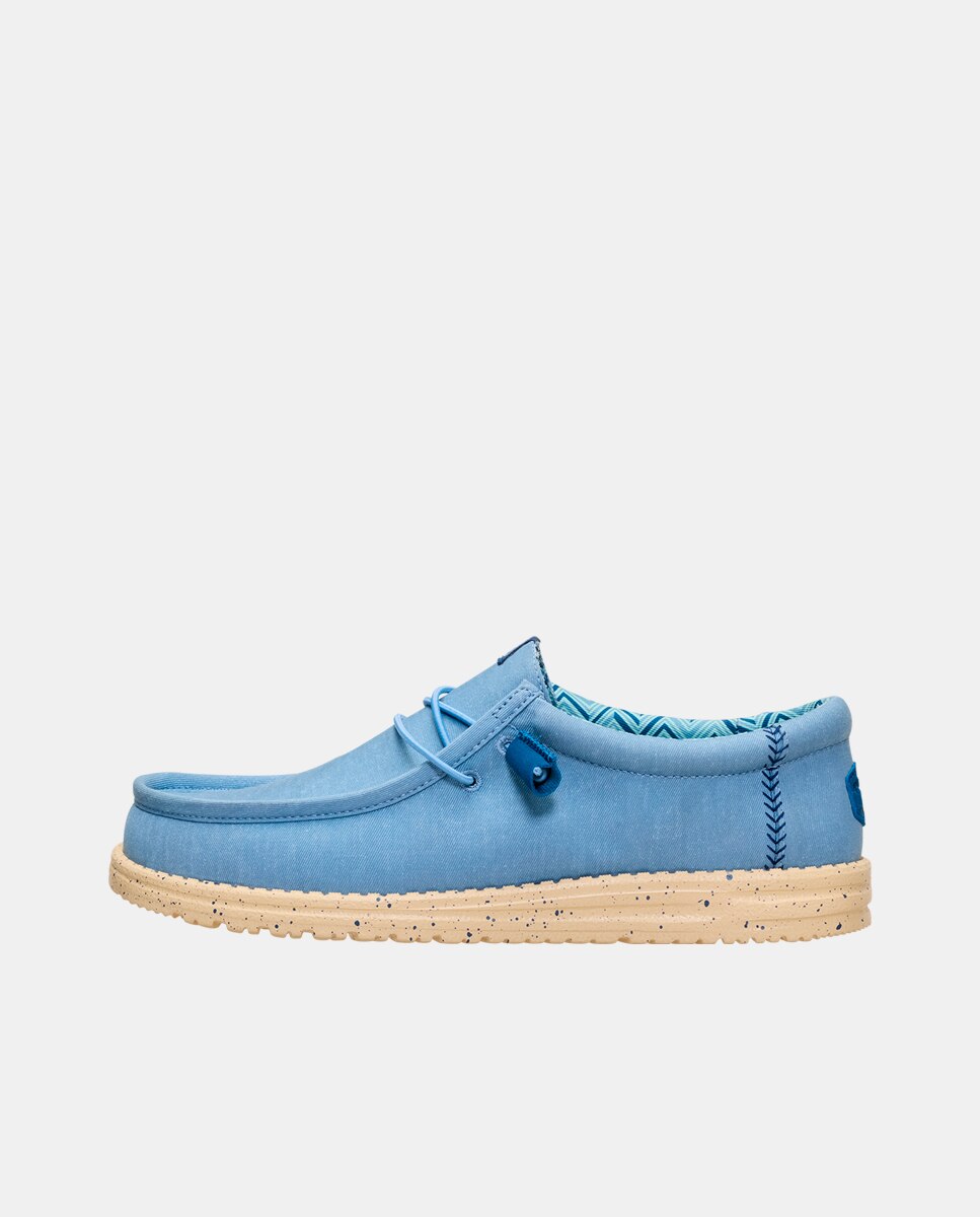 Sapatos de Cordões de Lona Azul-2