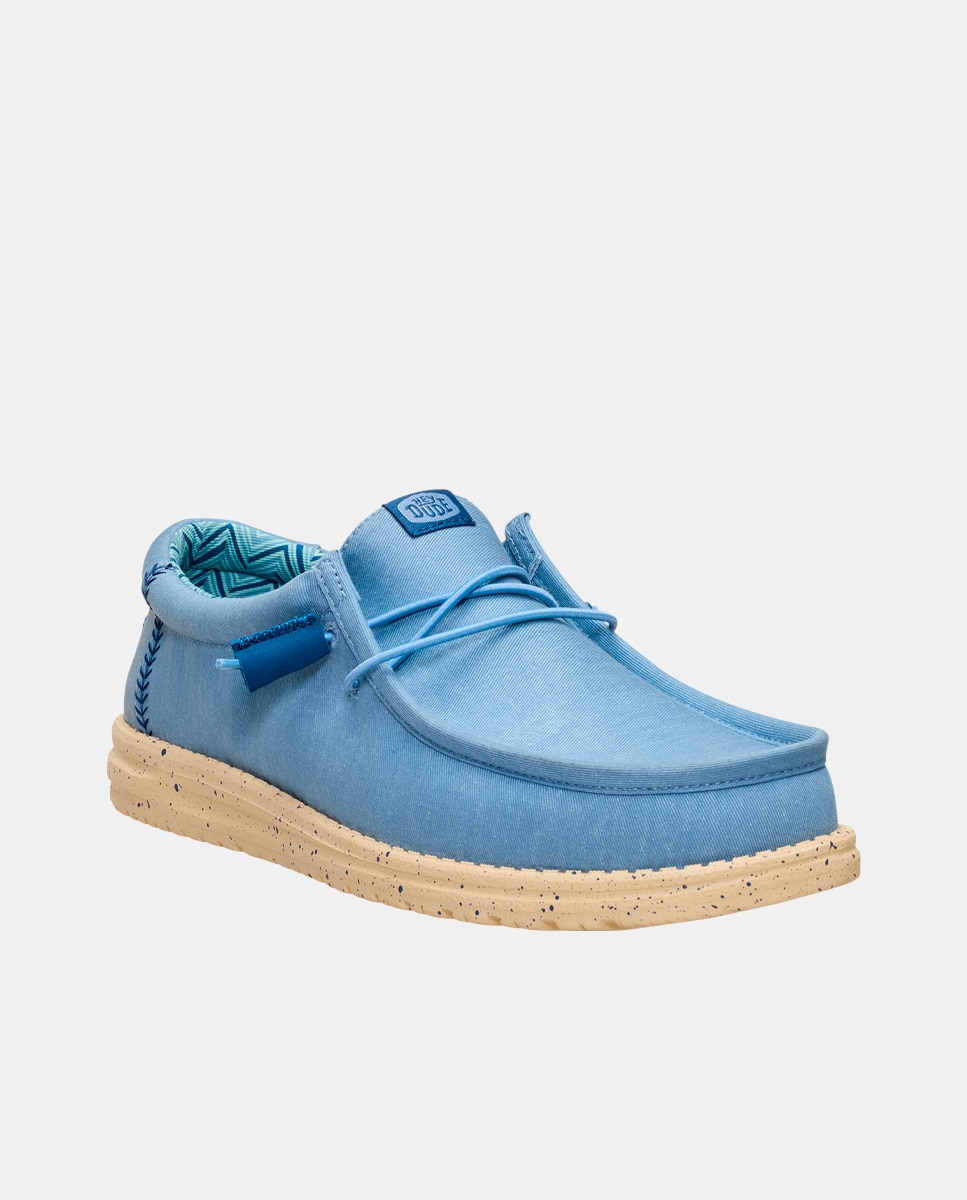 Sapatos de Cordões de Lona Azul-3