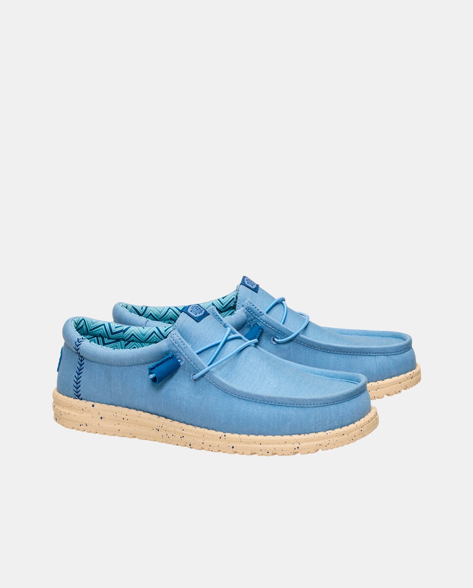 Sapatos de Cordões de Lona Azul-4