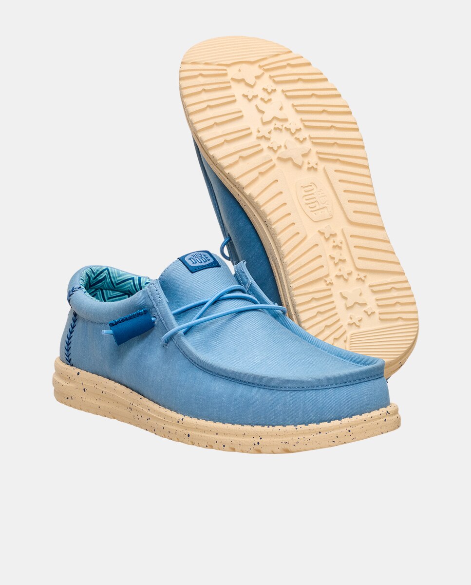 Sapatos de Cordões de Lona Azul-5