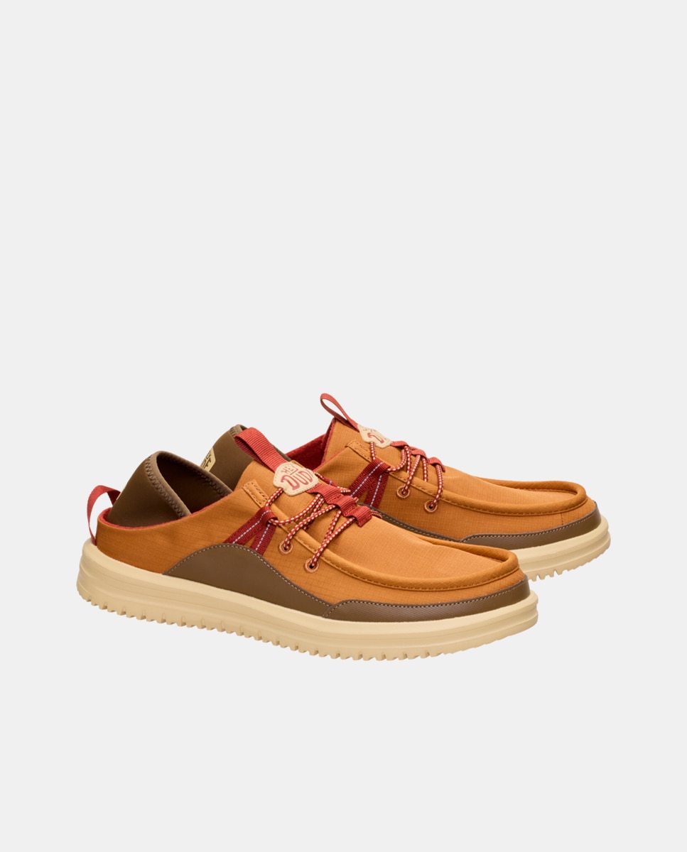 Sapatos com Atacadores em Nylon Castanho-4