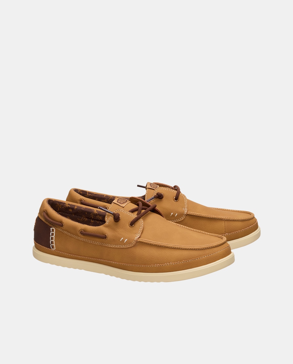 Sapatos Náuticos com Cordões Castanho-claro-4