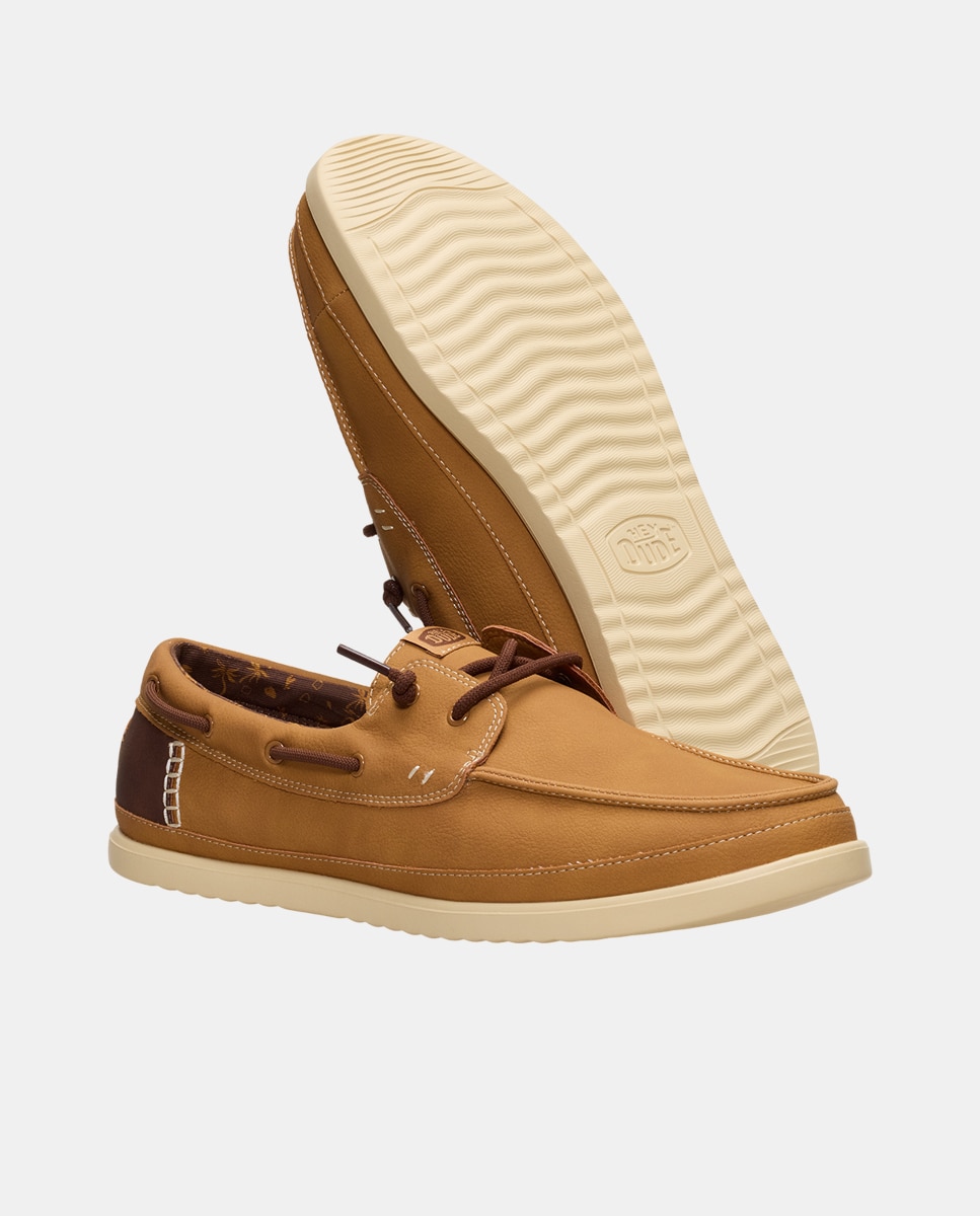Sapatos Náuticos com Cordões Castanho-claro-5
